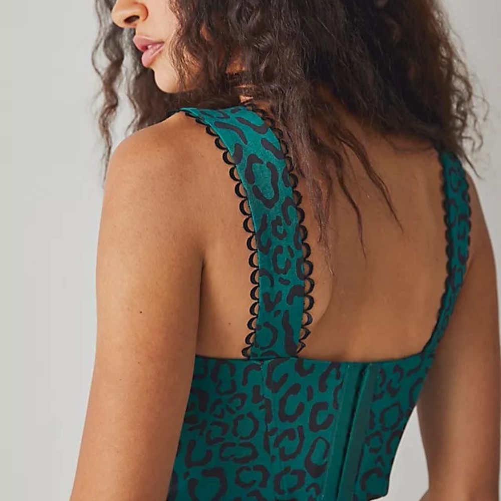 For Love And Lemons Teal Print Bustier - Picture 14 of 15